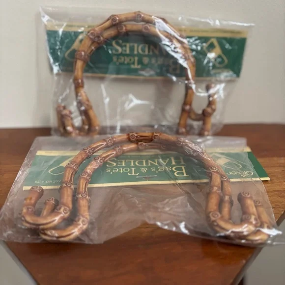 Set of 2 vintage faux bamboo bag handles - Picture 7 of 8